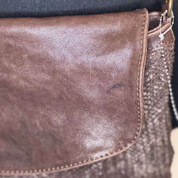 Langellotti Textured Brown Leather Crossbody Bag Snake-Reptile Pattern - Picture 4 of 16